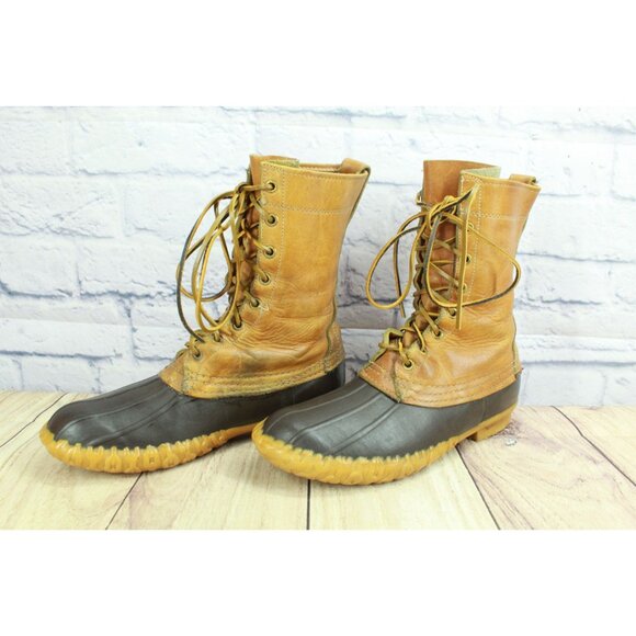 Vintage LL Bean Men's Brown Leather Mid-Calf Unlined Hunting Duck Boots Size 7 N - Picture 3 of 10